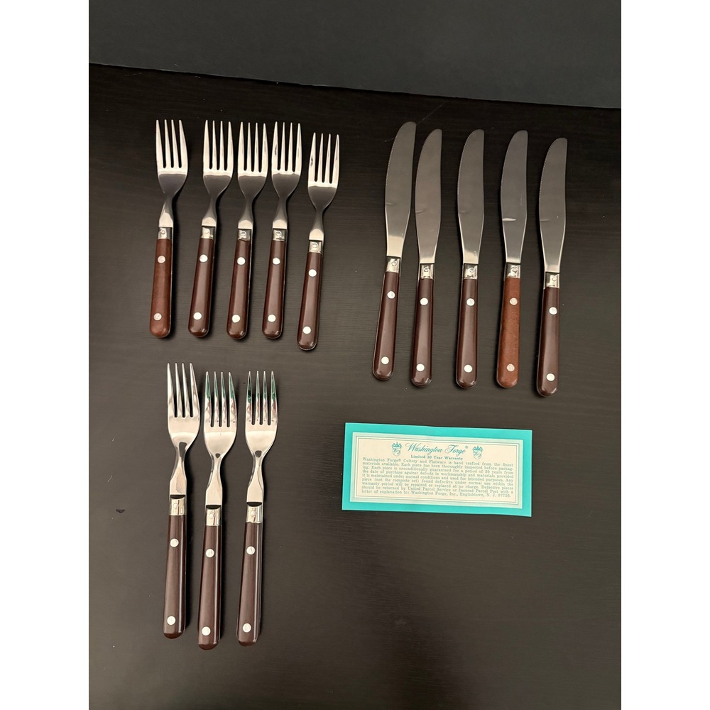 Washington Forge Mardi Gras Flatware 13pc Stainless Brown Riveted Korea Vintage